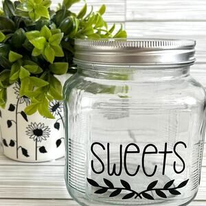 NEW "Sweets" Ashland Square Kitchen Pantry Farmhouse Custom Glass Jar
